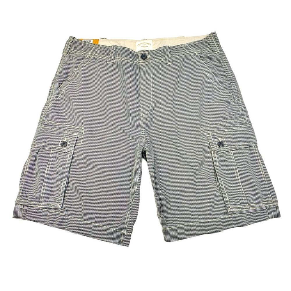 Worldwide Sportsman Striped Denim/White Cotton Cargo Shorts - 41" Waist NWT